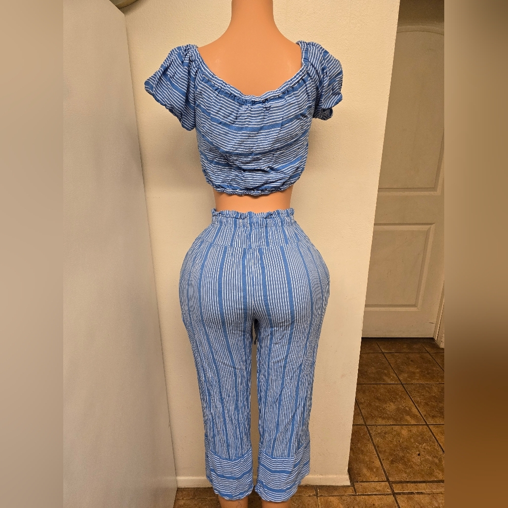 Blue Striped Two-Piece Set - Picture 3 of 8